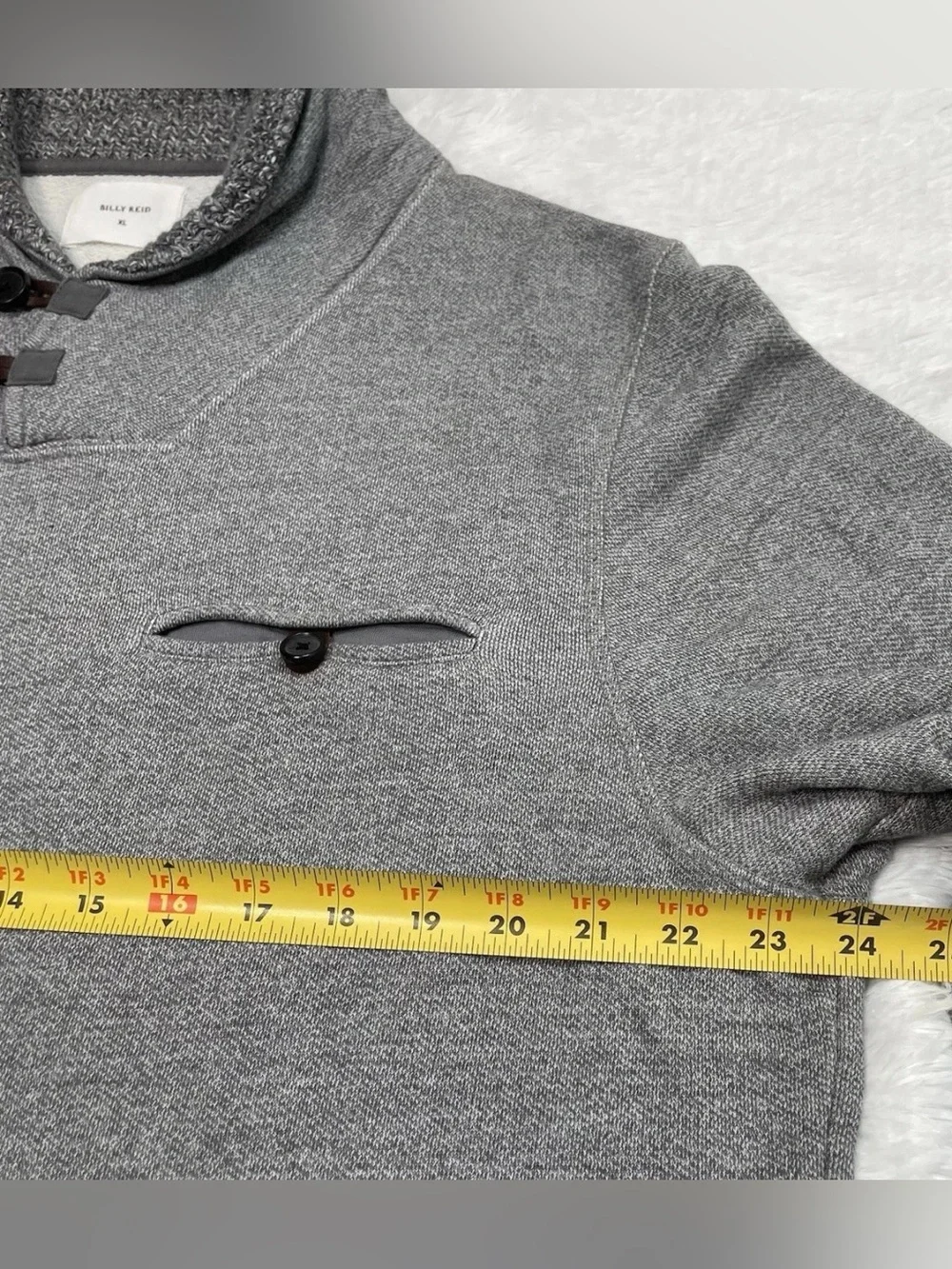 Billy Reid Shiloh Shawl Collar Sweater Men’s Size XL Heather Gray Designer - Picture 9 of 9